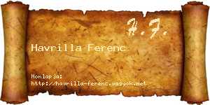 Havrilla Ferenc névjegykártya